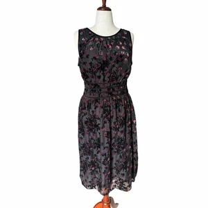 Max Studio Floral Velvet Burnout Midi Dress - Black / Red - Women’s XL - Bild 1 von 11