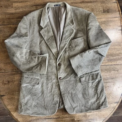 Monsieur Adolfo tan suit jacket size 48 corduroy style two buttons  - Image 1 of 4