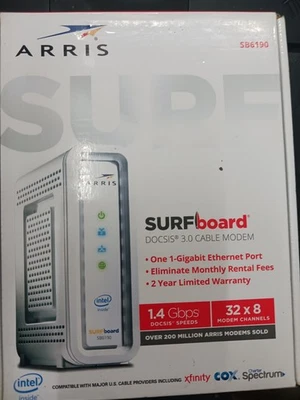 ARRIS SURFboard SB6190 DOCSIS 3.0 32 x 8 Gigabit Cable Modem 1 Gbps SAVE MONEY!! - Image 1 of 2