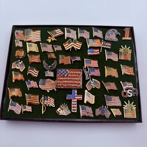 XL Set 49+ patriotische amerikanische Flagge Anstecknadeln Broschen Strass Adler USA Vintage - Bild 1 von 5