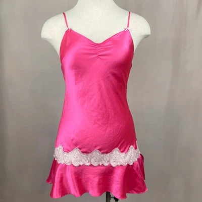 Y2K VICTORIAS SECRET Pink Womens (XS) Slip 2005 Barbie Coquette Silky Lingerie - Image 1 of 4