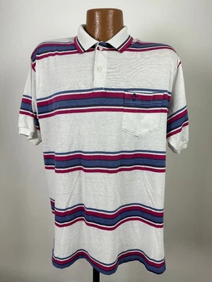 Camisa Polo Vintage Años 80 Colorblock Rayas XL Apretada Papel-Fina Retro Pingüino EE. UU. Foto 1 de 4