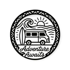 Adventure Awaits Campervan Vinyl Decal Sticker window car van wall Tribal Surfer - Picture 1 of 46