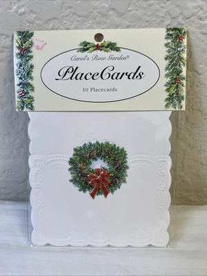 Carol’s Rose Garden 10 Embossed Lace Die-cut Place Cards Pinecone Wreath Design - Image 1 of 2