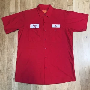 Tow Biz Work Shirt M-SS Made in USA Truck Rockabilly Name Patch Workwear Red Kap - Picture 1 of 11
