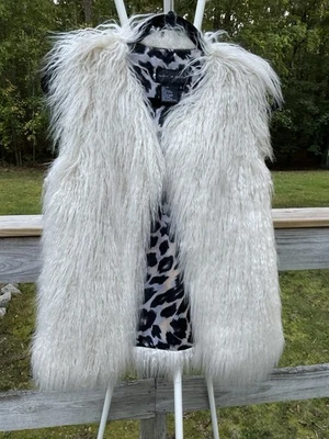 Chaleco Chaqueta Live A Little Y2k Imitación Piel de Oveja Mongola Mujeres Blanco Peludo De Colección S Foto 1 de 4