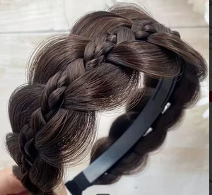 New Non-slip Wide-brimmed Braided Hair Hoop with Volume & Heightening - Brown - Picture 1 of 4