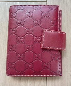 GUCCI Guccissima Agenda Leder Notizbuch Hülle Rot GG B11cm x H14cm Italien - Bild 1 von 5