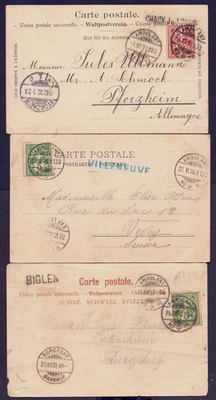 SWITZERLAND Ambulant  cancel N° 8, 16 (small defects)  and 18  1902-4 see photos - Image 1 of 4