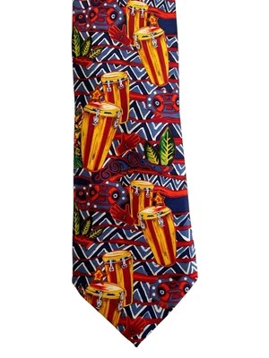Corbata de seda vibrante multicolor congas tambores Primavera Carlos Santana para hombre Foto 1 de 4