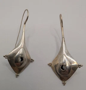 Pendientes largos tribales artesanales vintage de plata de ley 925 - Imagen 1 de 8