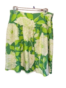 Trina Turk Vintage Floral Skirt Silk Green White A-Line Above Knee Size 6 flowy - Picture 1 of 6