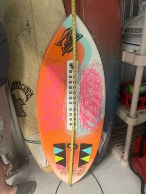 4' Orange and White Skimboard, Used, Detached Traction Pads - Image 1 of 3