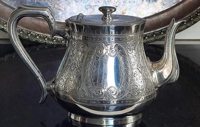 Fine Antique Walker & Hall Silver Plated Eastern Style Bachelor Tea Pot C 1863+ - Image 1 of 4
