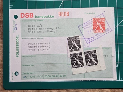 Denmark DSB Parcel Form Følgeseddel with Train Post Stamps & Cancels c1960s - Image 1 of 4