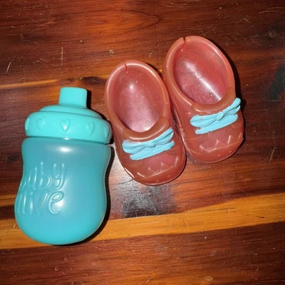 Baby Alive Doll Pair Of Blue Shoe Pink  2 3/4 In  And Replacement Bottle - Image 1 of 2