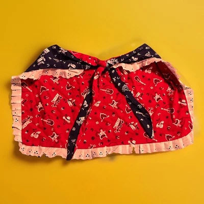 Pañuelo vaquero occidental azul y rojo con encaje bufanda halloween Foto 1 de 4