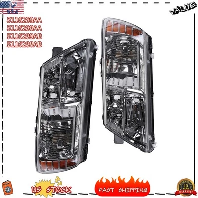 New Fit For 2009-2020 Dodge Journey Chrome Headlamps (LH+RH) Side Headlight Set Foto 1 de 4