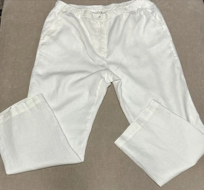 JM COLLECTION 100% 亚麻内衬裤子白色口袋经典沙滩鞋 14 码 — 第 1/4 张图片