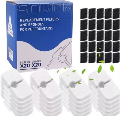 SORON 2x 20pk Cat Water Fountain Filter PETLIBRO® Dockstream PLWF005/PLWF115/PLWF105