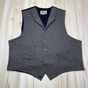 VTG Frontier Classics Vest Wool Herringbone Tweed Mens 2XL Western Waistcoat - Picture 1 of 15