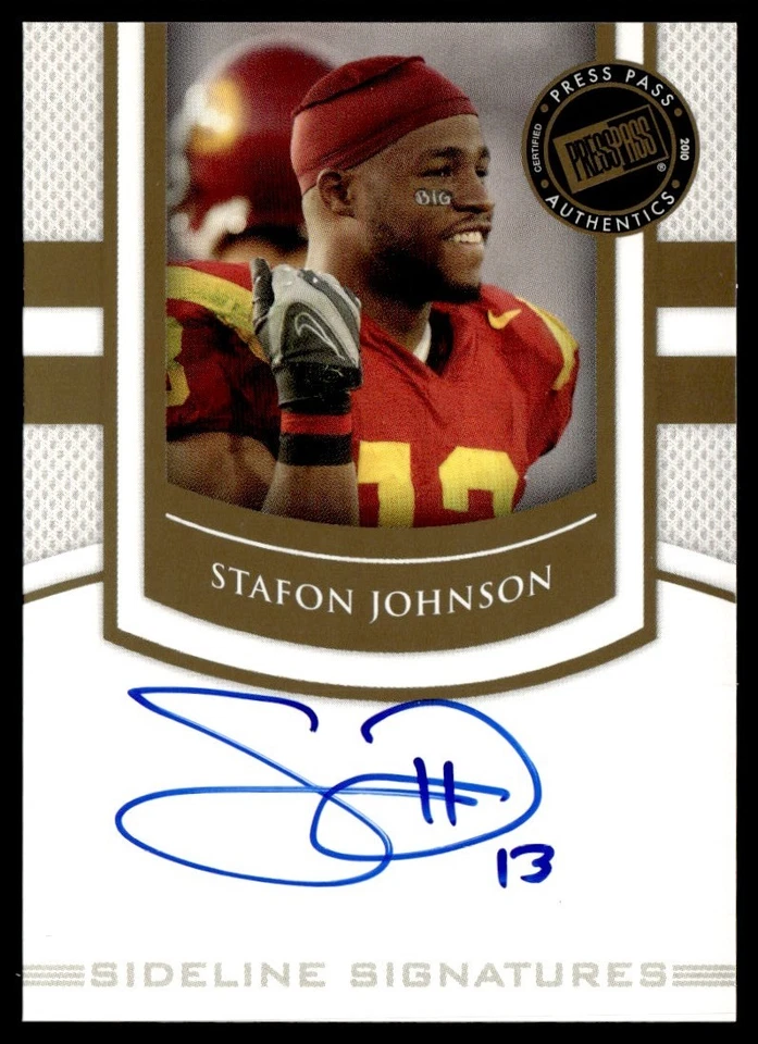 2010 Press Pass Sideline Signatures Auto Stafon Johnson #SS-SJ - Image 1 of 2