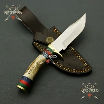 Stainless Steel Custom Hand Forged High Rait Tail Boot Camp Hunting Knife Sheath - Image 1 of 4