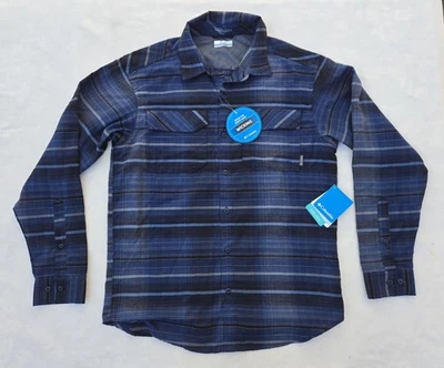 Camisa Columbia Para Hombres Mediana Azul A Cuadros Omni-Mecha Manga Larga Franela Senderismo Foto 1 de 4