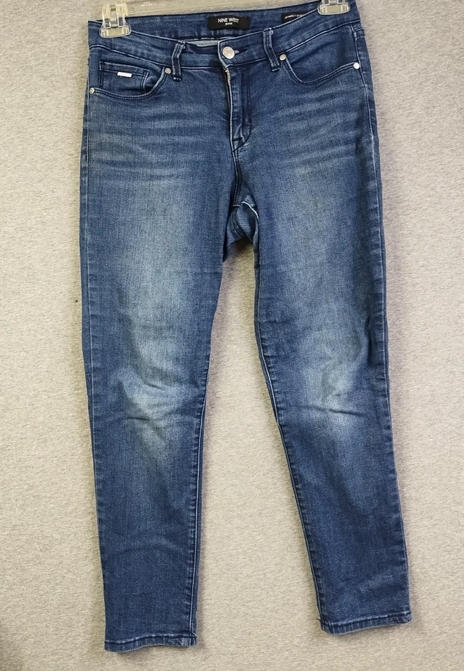 Pantalones de mezclilla para mujer Nine West talla 6 Gramercy ajustados al tobillo elásticos azules Foto 1 de 4