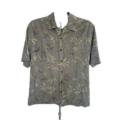 Camisa Hawaiana JAMAICA JAXX 100% Seda Para Hombres Talla M Gris Bambú Tropical De Colección Foto 1 de 4