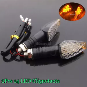 2x Clignotant 14 LED MOTO 12V Ambre orange eclairage Feux Signal Lampe Ampoule - Picture 1 of 9