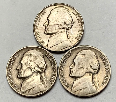 1948PDS Jefferson Nickels***VG/F*** Cover