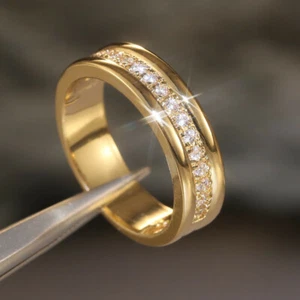 18 Karat Gelbgold plattiert Ringe Zirkonia eleganter Schmuck Damen Geschenke Gr. 6-10 - Bild 1 von 8