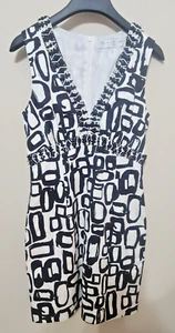 Trina Turk Dress Size 4 Beaded Sequin Sleeveless Black White - Picture 1 of 11