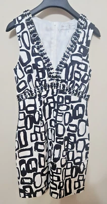 Trina Turk Dress Size 4 Beaded Sequin Sleeveless Black White - Image 1 of 4