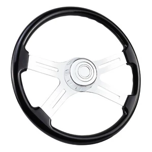 18" Wood Truck Steering Wheel 4 Spoke for Freightliner/Kenworth/Vovle-Black - Picture 1 of 6
