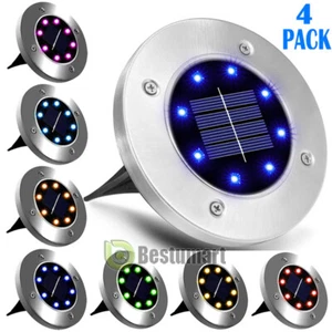 4Pcs Solar In Ground Lights Outdoor Buried Lamp Disk RGB LED Lawn Pathway Garden - Picture 1 of 25