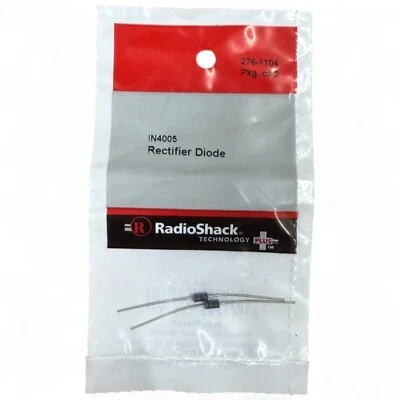Radio Shack #276-1104 IN4005 diodo rectificador paquete de 2 - NUEVO Foto 1 de 2