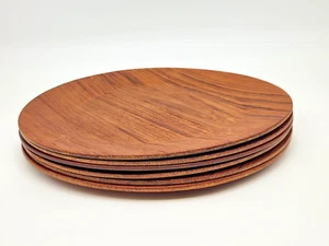 Vintage DENMARK Digsmed 6 TEAK Wood Plates Chargers 10.5 Inches MCM Retro 1960's - Picture 1 of 14