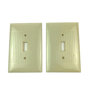 Sierra D0-1 Bakelite Ivory Ribbed Art Deco Single Toggle Switch Plate Cover Lot - Picture 1 of 6