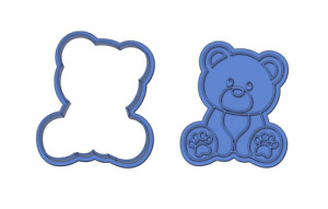 Teddy bear cookie cutter and debosser stamp