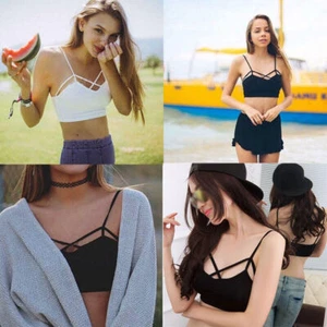 Sujetador deportivo Cami liso verano sin mangas para mujer bralet recortado - Imagen 1 de 13