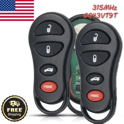 2x Llavero de coche remoto de 4 botones de entrada sin llave para Dodge Neon GQ43VT9T 2000-2005 Foto 1 de 4