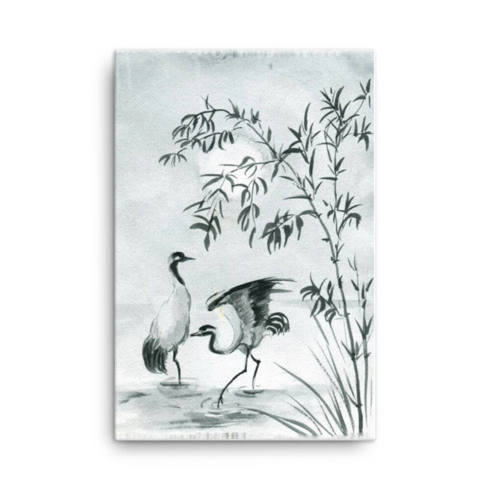 Traditional Japanese Painting Wall Art Large Framed Canvas Home Decor Set 1 Of 4 - Imagem 1 de 1