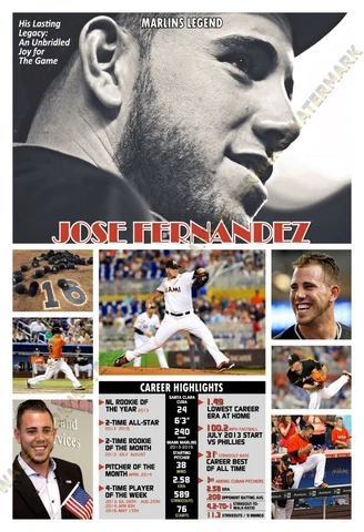 SUPERSTAR MARLINS PITCHER JOSE FERNANDEZ 13”x19” COMMEMORATIVE POSTER Cover