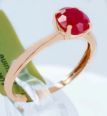 GENUINE 1.16 Cts RUBY RING 10k ROSE SOLID GOLD - Free Appraisal Service - NWT - Image 1 of 4