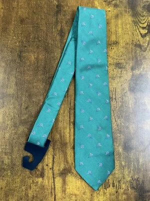 Gravata masculina Brooks Brothers verde com design de peixe-espada 100% seda 57" - Imagem 1 de 4