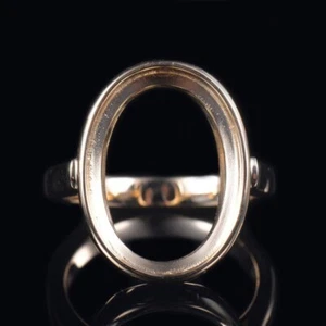 Solitaire Custom Oval Cut Women Bezel Setting Anniversary Ring 14K Yellow Gold - Picture 1 of 10