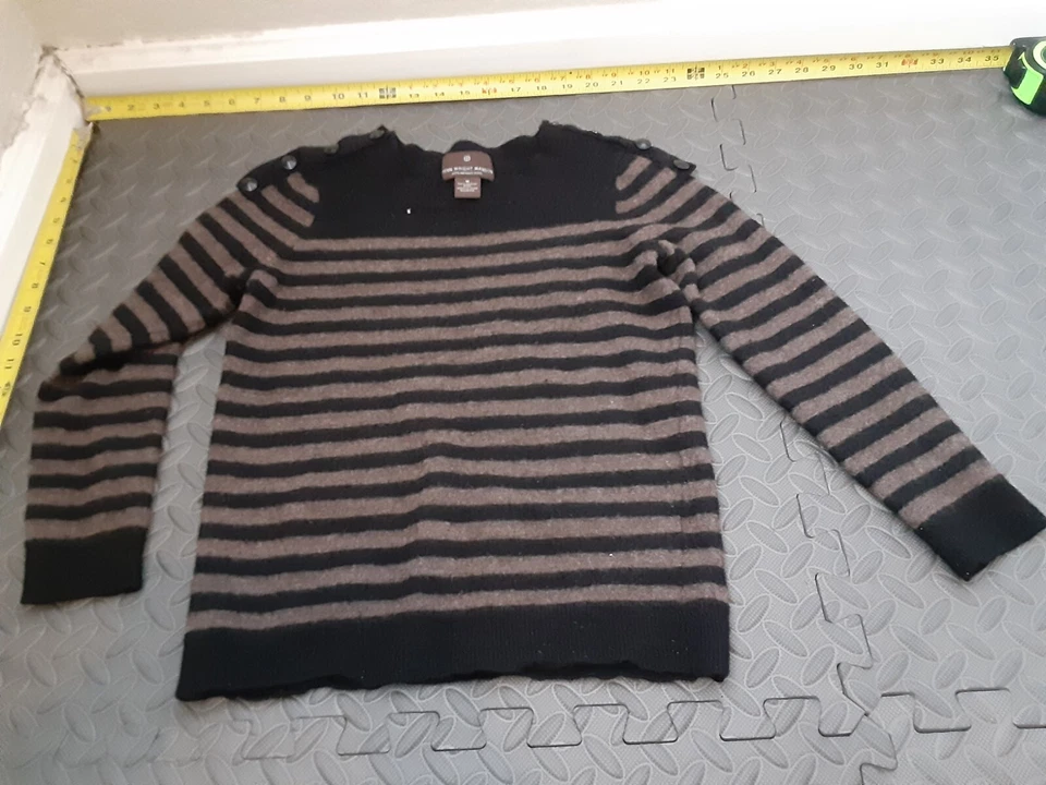 Fenn Wright Manson Taupe & black striped 100% Merino Wool sweater: medium #S184 - Image 1 of 3