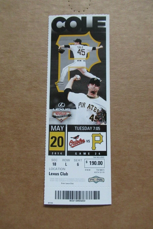 ПИТТСБУРГ ПИРАТЫ ПРОТИВ ORIOLES 5/20/2014 ПОЛНЫЙ БИЛЕТ ~ КРИС ДЭВИС (3 ЧАСА) - Изображение 1 из 1